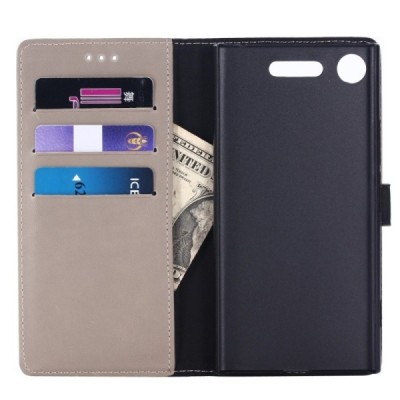 Sony Xperia XZ1 Compact atvēramais ādas smilšains retro maciņš (maks) / Vacins.lv