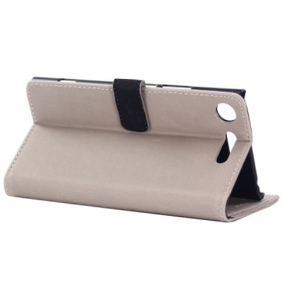 Sony Xperia XZ1 Compact atvēramais ādas smilšains retro maciņš (maks) / Vacins.lv