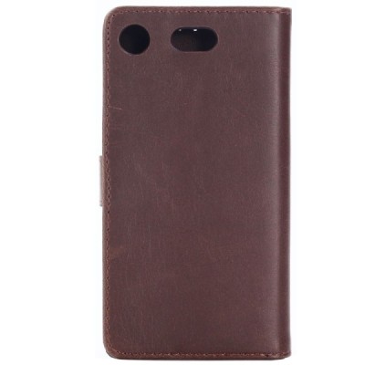 Sony Xperia XZ1 Compact atvēramais ādas tumši brūns retro maciņš (maks) / Vacins.lv