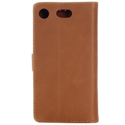 Sony Xperia XZ1 Compact atvēramais ādas brūns retro maciņš (maks) / Vacins.lv