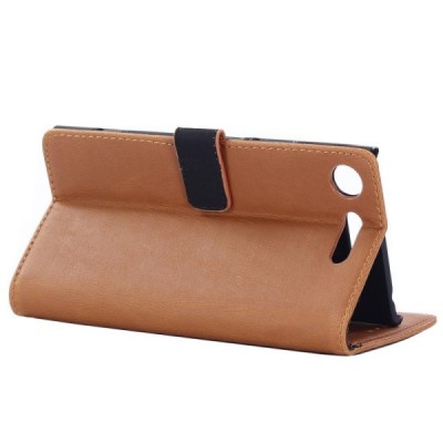 Sony Xperia XZ1 Compact atvēramais ādas brūns retro maciņš (maks) / Vacins.lv