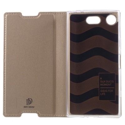 Sony Xperia XZ1 Compact „Dux Ducis“ Skin sērijas zelta ādas atvērams maciņš / Vacins.lv