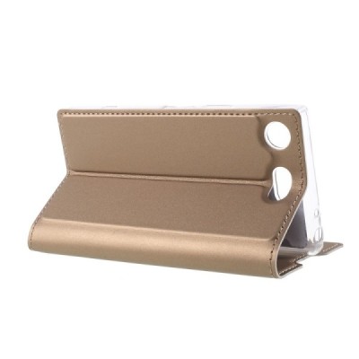 Sony Xperia XZ1 Compact „Dux Ducis“ Skin sērijas zelta ādas atvērams maciņš / Vacins.lv