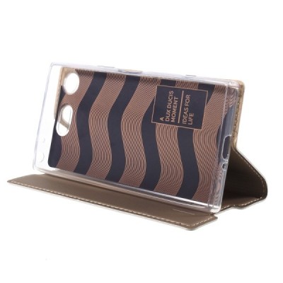 Sony Xperia XZ1 Compact „Dux Ducis“ Skin sērijas zelta ādas atvērams maciņš / Vacins.lv