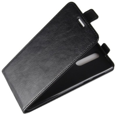 Nokia 8 klasisks ādas vertikāli atvēramais melns maciņš / Vacins.lv