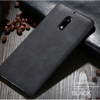 „X-Level“ Vintage Classic serijos Nokia 6 juodas odinis dėklas - nugarėlė / Priedai.lt