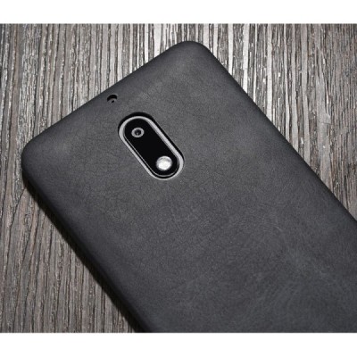 „X-Level“ Vintage Classic serijos Nokia 6 juodas odinis dėklas - nugarėlė / Priedai.lt