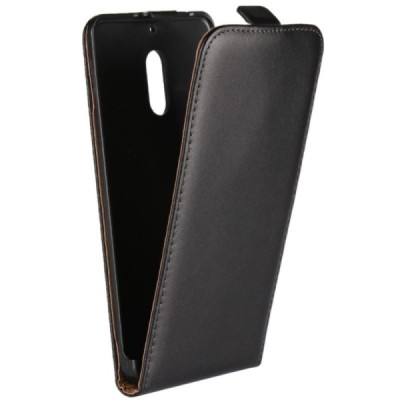 Nokia 6 klasisks ādas vertikāli atvēramais melns maciņš / Vacins.lv