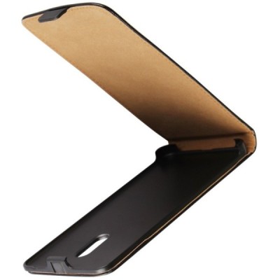 Nokia 6 klasisks ādas vertikāli atvēramais melns maciņš / Vacins.lv