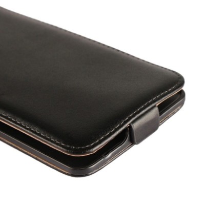 Nokia 6 klasisks ādas vertikāli atvēramais melns maciņš / Vacins.lv