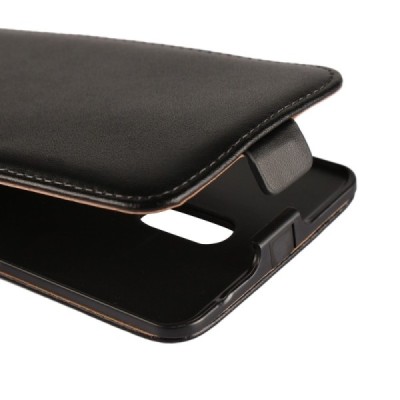 Nokia 6 klasisks ādas vertikāli atvēramais melns maciņš / Vacins.lv