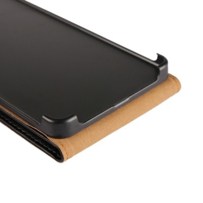 Nokia 6 klasisks ādas vertikāli atvēramais melns maciņš / Vacins.lv