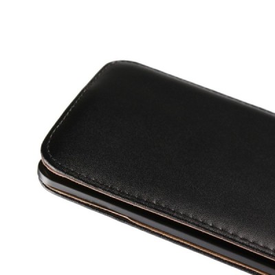 Nokia 6 klasisks ādas vertikāli atvēramais melns maciņš / Vacins.lv