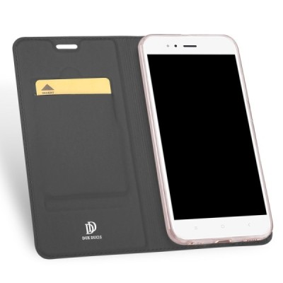 „Dux Ducis“ Skin serijos Xiaomi Mi A1 (Mi 5X) juodas odinis atverčiamas dėklas / Priedai.lt