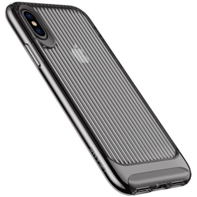 „Usams“ Senior pastiprinātas aizsardzības dzidrs apmales melnā krāsā Apple iPhone X (iPhone Xs) apvalks / Vacins.lv