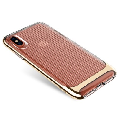 „Usams“ Senior pastiprinātas aizsardzības dzidrs apmales zeltā krāsā Apple iPhone X (iPhone Xs) apvalks / Vacins.lv