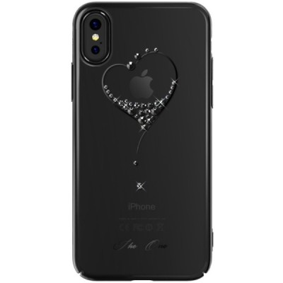 Apple iPhone X (iPhone Xs) elegants Kingxbar Crystal Love Swarovski dzidrs (caurspīdīgs) melns plastmasas apvalks ar kristāliem 
