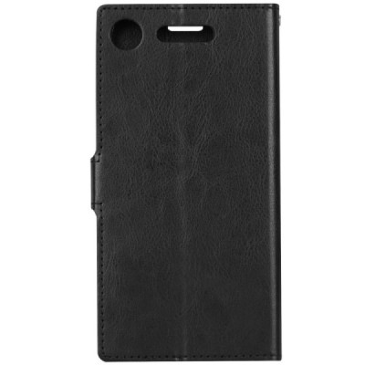 Sony Xperia XZ1 atverčiamas juodas odinis dėklas, knygutė - piniginė / Priedai.lt