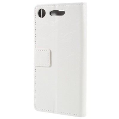 Sony Xperia XZ1 atverčiamas baltas odinis dėklas, knygutė - piniginė / Priedai.lt