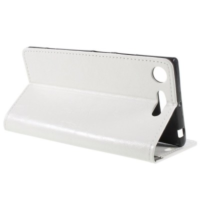 Sony Xperia XZ1 atverčiamas baltas odinis dėklas, knygutė - piniginė / Priedai.lt