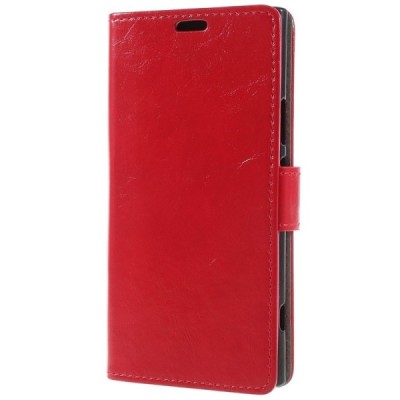 Sony Xperia XZ1 atverčiamas raudonas odinis dėklas, knygutė - piniginė / Priedai.lt
