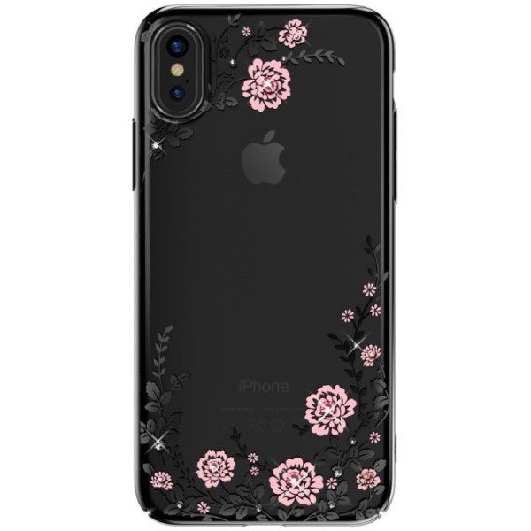 „Kavaro“ Flowers Swarovski apvalks - melns (iPhone X / Xs)