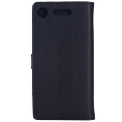 Sony Xperia XZ1 atverčiamas juodas odinis retro dėklas - piniginė / Priedai.lt