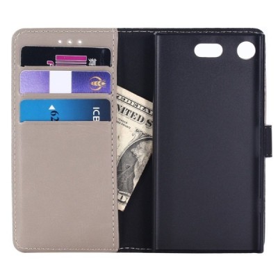 Sony Xperia XZ1 atvēramais ādas smilšains retro maciņš (maks) / Vacins.lv