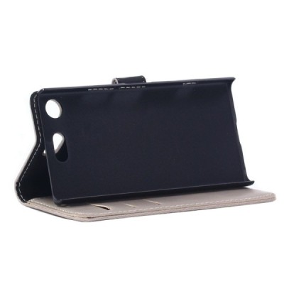 Sony Xperia XZ1 atvēramais ādas smilšains retro maciņš (maks) / Vacins.lv