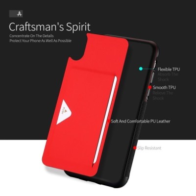 Apple iPhone X (iPhone Xs) „Dux Ducis“ Pocard sarkans silikons apvalks / vacins.lv