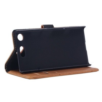 Sony Xperia XZ1 atvēramais ādas brūns retro maciņš (maks) / Vacins.lv