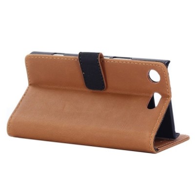 Sony Xperia XZ1 atvēramais ādas brūns retro maciņš (maks) / Vacins.lv