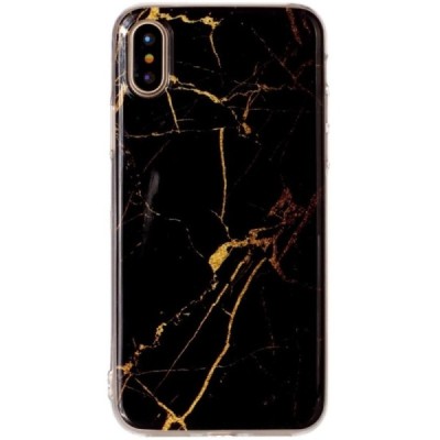Apple iPhone X (iPhone Xs) „Marble“ kieto silikono TPU tamsiai rudas dėklas - nugarėlė / Priedai.lt