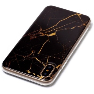 Apple iPhone X (iPhone Xs) „Marble“ kieto silikono TPU tamsiai rudas dėklas - nugarėlė / Priedai.lt