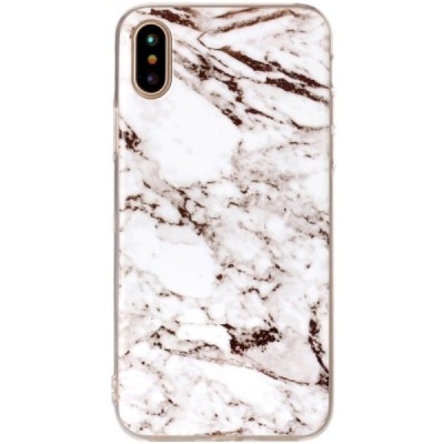 Apple iPhone X (iPhone Xs) „Marble“ kieto silikono TPU baltas dėklas - nugarėlė / Priedai.lt