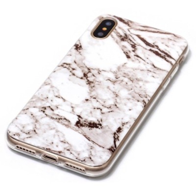 Apple iPhone X (iPhone Xs) „Marble“ cieta silikona (TPU) balts apvalks / vacins.lv