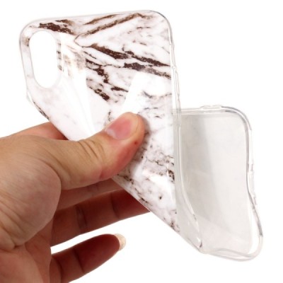 Apple iPhone X (iPhone Xs) „Marble“ cieta silikona (TPU) balts apvalks / vacins.lv
