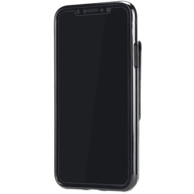 Apple iPhone X (iPhone Xs) cieta silikona (TPU) apvalks ar iebūvētu karšu turētāju - melns / Vacins.lv