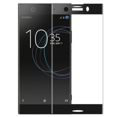 Sony Xperia XZ1 Compact „Calans“ 9H Tempered Glass sustiprintos apsaugos juodas pilnai dengiantis apsauginis ekrano stiklas 0,2 