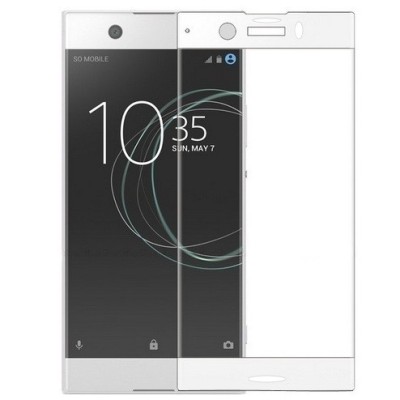 Sony Xperia XZ1 Compact „Calans“ 9H Tempered Glass sustiprintos apsaugos baltas pilnai dengiantis apsauginis ekrano stiklas 0,2 