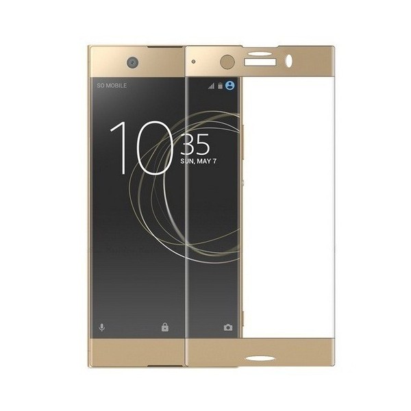 „Calans“ Tempered Glass pilnai dengiantis apsauginis ekrano stiklas 0.2 mm - auksinis (Xperia XZ1 Compact)