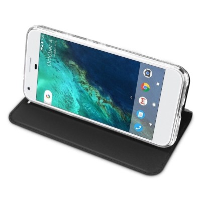 Google Pixel XL „Dux Ducis“ Skin sērijas melns ādas atvērams maciņš / Vacins.lv