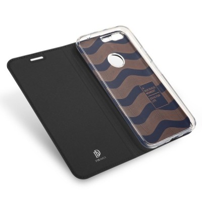 Google Pixel XL „Dux Ducis“ Skin sērijas melns ādas atvērams maciņš / Vacins.lv