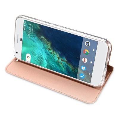 Google Pixel XL „Dux Ducis“ Skin sērijas rozs ādas atvērams maciņš / Vacins.lv