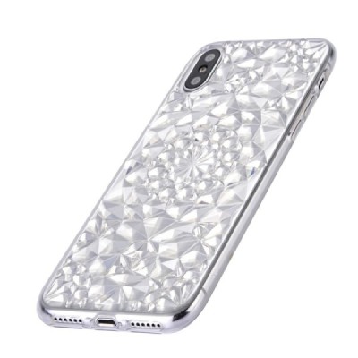 SULADA Diamond Apple iPhone X (iPhone Xs) skaidrus kieto silikono dėklas / Priedai.lt