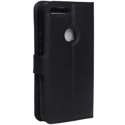 Google Pixel XL atvēramais melns ādas Litchi maciņš (maks) / Vacins.lv