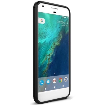 Google Pixel XL „Carbon“ cieta silikona (TPU) melns apvalks / vacins.lv