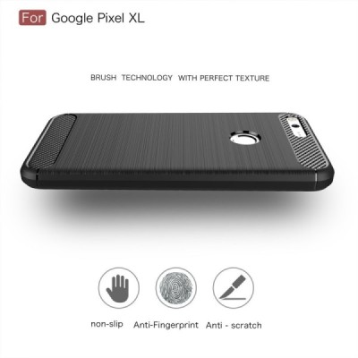 Google Pixel XL „Carbon“ cieta silikona (TPU) melns apvalks / vacins.lv