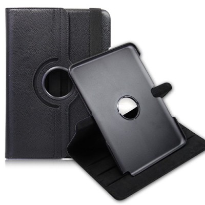 Atverčiamas juodas odinis Samsung Galaxy Note 10.1 N8000 (N8010) dėklas (dėkliukas), sukiojamas 360° / Priedai.lt