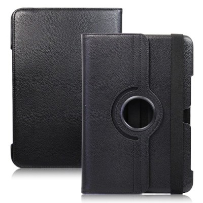 Atverčiamas juodas odinis Samsung Galaxy Note 10.1 N8000 (N8010) dėklas (dėkliukas), sukiojamas 360° / Priedai.lt